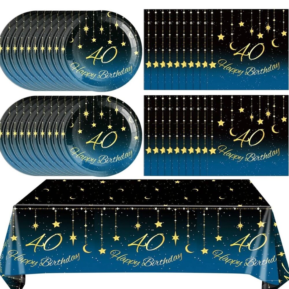 Party Decorations 40th Birthday Starry Galaxy Party Supplies Set (SKU: 114MI)